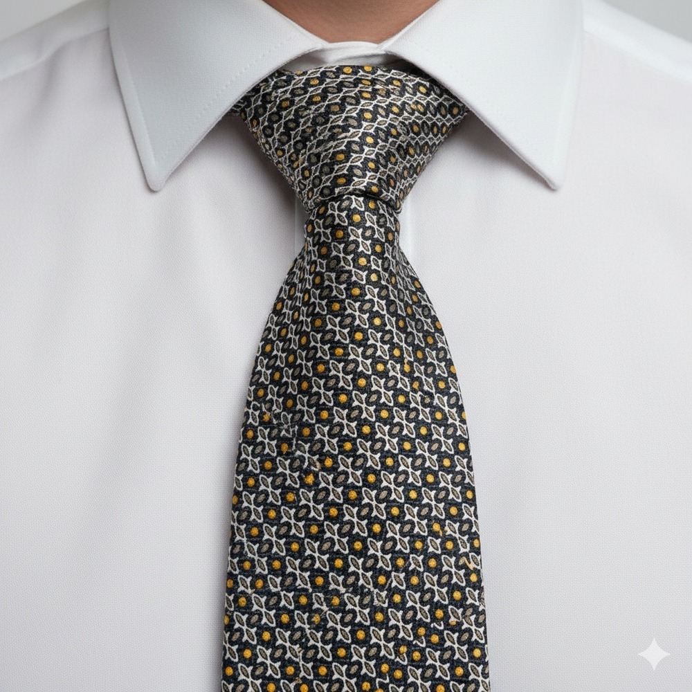 Valentino Giovanni Pure Silk Made in Italy Mens Geometric Pattern Necktie